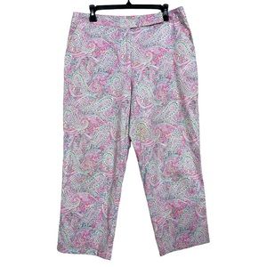 Izod Pink Paisley Print Cropped Pants Size 12